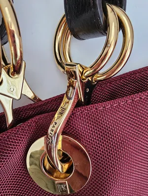 JPK Paris 75 Burgundy Ballistic Nylon Tote Bag - Floral Lining & Gold Hardware thumbnail 5