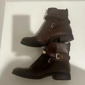 MICHAEL Michael Kors Arley Moto Buckled Ankle Boots Size 8 Dark Brown Leather thumbnail 4