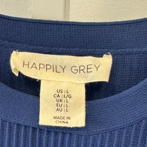 Happily Grey Ribbed Knit Tank Top Cobalt Blue Crew Neck Size Large Minimalist thumbnail 4