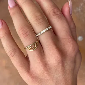Pura vida Gold and white ring set sz 6 & adjustable / slight tarnishing thumbnail 3