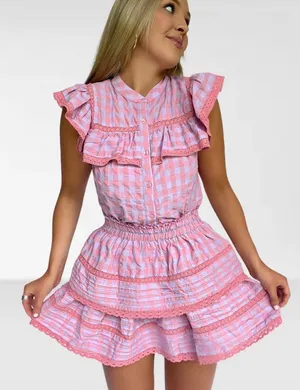 Impressions Boutique Pink and purple shirt and blouse set thumbnail 1