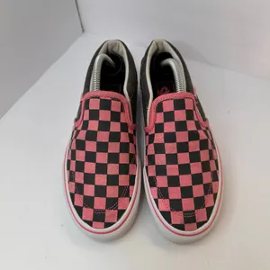 Vans Womens size 6.5 Vans Slip-On Checkerboard Skate Shoe Pink Black Grunge thumbnail 3