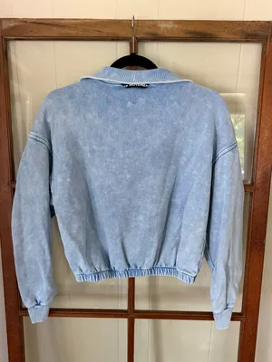 FP Movement Valley Girl Half Zip Cropped Sweatshirt Pullover Faded Blue Size XS thumbnail 7