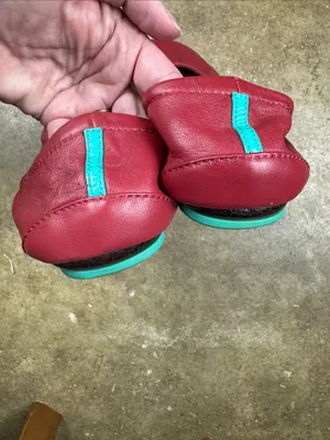 Tieks Red Leather Ballet Flats with Teal Accent Size: 11 thumbnail 8