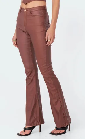 Edikted Leather Flare Jeans thumbnail 6