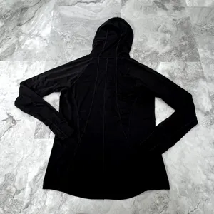 Athleta Hoodie Sz Small‎ Black Hooded Pullover Thin Sweatshirt Running 1/4 Zip thumbnail 2