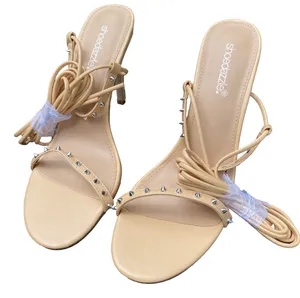 ✨ NEW ShoeDazzle Size 8.5 Nicoletta Nude Beige Studded Strappy Sandals Stilettos Heels $50.00 ✨ thumbnail 4