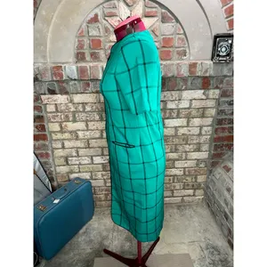 sheath dress windowpane green black vintage 1980s thumbnail 7