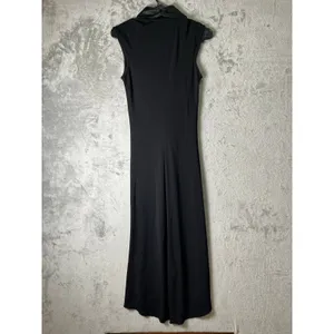 Vintage Y2K Old Hollywood Glam Black Maxi Dress Draped Formal Evening Gown M‎ thumbnail 3