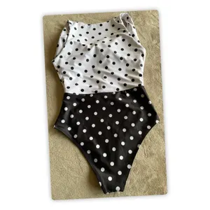 Women's Swimsuit‎ Tie Front Polka Dots, M thumbnail 4