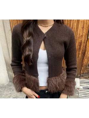 Zara NWT Brown Faux-Fur Trim Jacket thumbnail 8