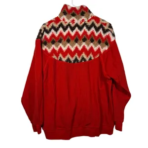 Aerie Women's Red Fleece Geometric Print Quarter Zip Pullover Sweatshirt Size‎ S thumbnail 3