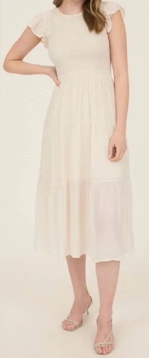 Perch by Blu Pepper Women's Cream Smocked Tiered Midi Dress - NWOT - Size 2x thumbnail 1