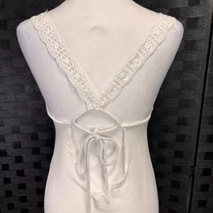 Sleeveless Beach Dress Crocheted Lace Straps Sz S Asymmetric Grad Ethereal Bride thumbnail 6
