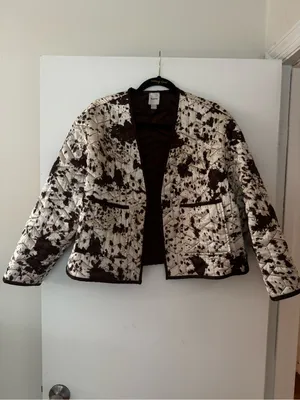 Maeve Cream Quilted Jacket with Brown Splatter thumbnail 2