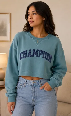Women’s Champion Reverse Weave “CHAMPION” Cropped Sweatshirt • XL thumbnail 1