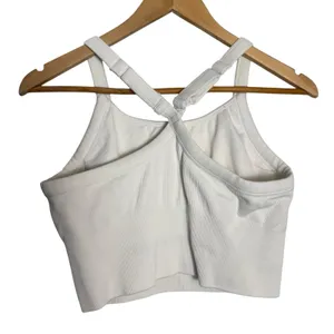 Alo Yoga White Seamless Ribbed Favorite Bra Cropped Athleisure Gym Tank Top S thumbnail 5