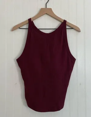 OUTDOOR VOICES SuperForm Rib High Neck Tank Top in Shiraz Size L thumbnail 9