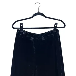 Anthropologie‎ Velvet Solid Wide Leg Pants Black Goth Elegant Size 4 thumbnail 3