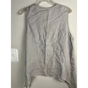 Women's La Fixsun Linen Tank Top Size S Gray - Vintage Hi -Low. Tie Sides thumbnail 6
