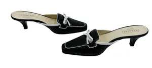 Coach black mules with white trim and a white bow Y2K thumbnail 1