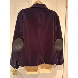Lauren Ralph Lauren Black Corduroy‎ Jacket Leather Elbow Patches Women Large L thumbnail 3