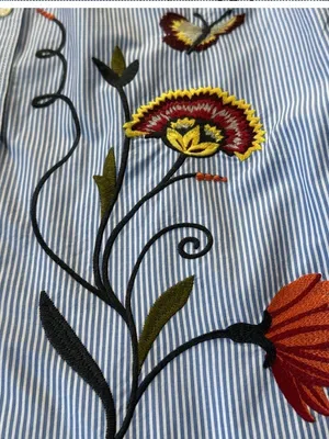 Talbots Embroidered Stripe Button-Down Shirt - Light Blue thumbnail 10