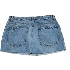 ZARA Denim Mini Skirt Womens Size L Blue Wash Button Closure 5-Pocket thumbnail 7