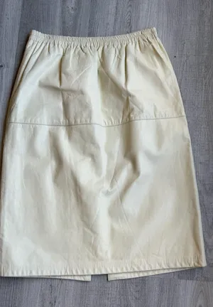 Bonnie Boerer Leather Skirt Cream Midi Women's M Genuine Leather Vintage Lined thumbnail 1