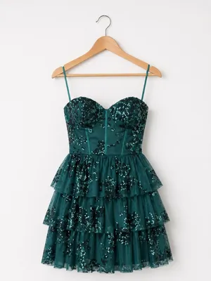 LULUS Sexy FLoral Wedding Prom Cocktail Party Flirty Sparkly Mini Dress thumbnail 7