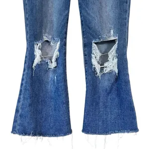 Risen High Rise Raw Hem Distressed Ankle Straight Jeans thumbnail 3