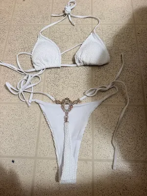 Two piece bikini with jeweled back White Size XS thumbnail 1