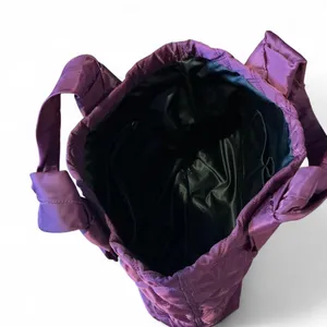 Marc Jacobs Quilted Tote Bag Purple Nylon Shoulder Bag Large‎ Carryall thumbnail 4