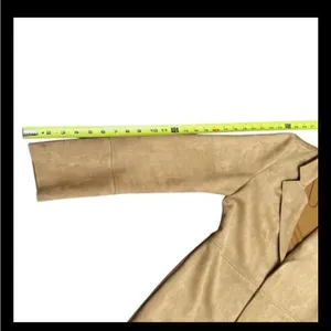 Premise Studio Faux Suede Leather Longline Jacket Trench Coat Camel Tan Size M ECU thumbnail 9
