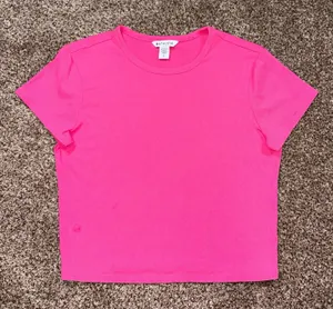Athleta Women's Solid Pink Crew Neck Stretch Knit Tee Gym Training Size L thumbnail 1