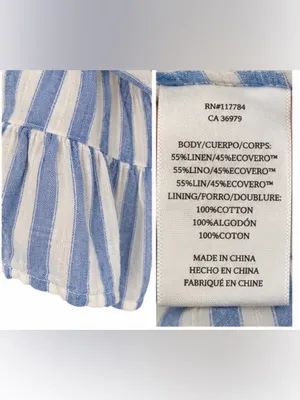 Rails Samina Casablanca Stripe Linen Blend Smocked Mini Dress L thumbnail 6