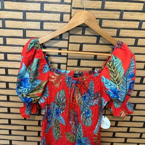 Milk & Honey Red Floral‎ Dress Size Medium thumbnail 3