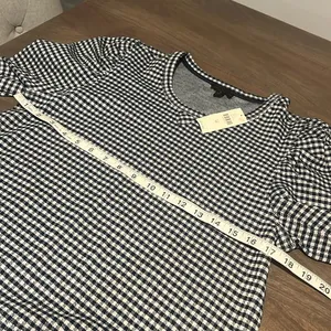 Anthropologie Blue and White Gingham Long Sleeve Top Sz M NWT thumbnail 3