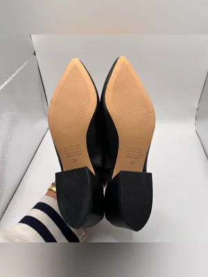 Silent D Anthropologie black leather slingback pointed toe block heel 39 US8.5 thumbnail 8