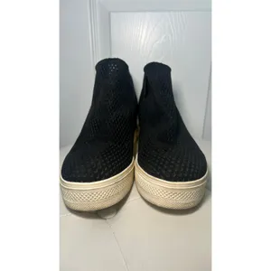 Steve Madden Black Perforated Wedge Sneakers 10 Wrath‎ Platform Booties Mesh thumbnail 2