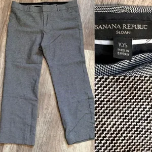 Banana Republic Sexy‎ Sloan Trouser Pants Black White Size 10 Short MicroPrint thumbnail 2