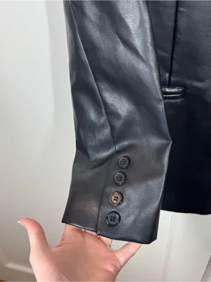 Rebecca Minkoff Vegan Leather Blazer Jacket Poetcore Oversized Black Size Medium thumbnail 6