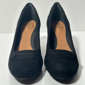 Clarks Artisan Tamryn Cider Black Suede Block Heel Pumps Womens 8.5‎ M thumbnail 4