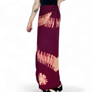 Vintage Y2K Purple Plum Tie Dye Hippie Festival Maxi Wrap Skirt thumbnail 2