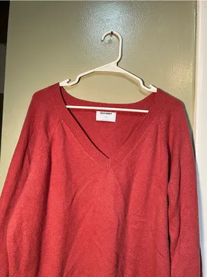 Old Navy Women's Size Large SoSoft Loose V-Neck Sweater Mauve Rose‎ Pink Stretch thumbnail 3
