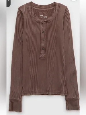 Aerie Road Trip Sleeve Henley Long Sleeve Faded Brown thumbnail 5