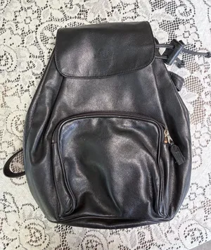 Classic Black Leather Backpack thumbnail 1