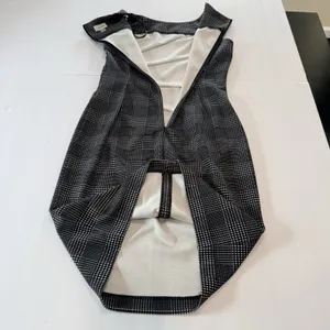 Calvin Klein Houndstooth Black White Sunburst Seam Sleeveless Sheath Dress Sz 4 thumbnail 6