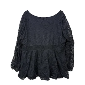 Torrid Black Stretch Lace Smocked Long Sleeve Babydoll Top Size 3X Goth Casual‎ thumbnail 7