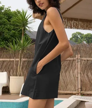 Amazon Black Linen Mini Dress thumbnail 2